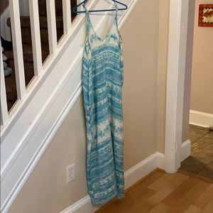 LoveStitch Tie dye deep V neck maxi dress
